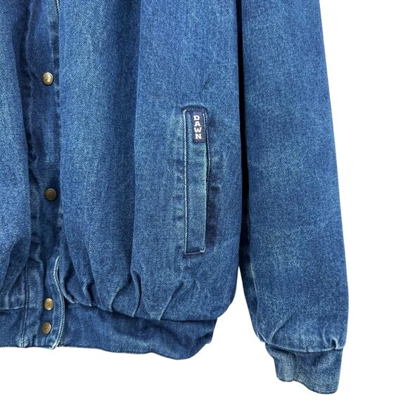 Vintage 80's Dawn Dark Wash Denim Flannel Lined Pleated Boxy Puff Jean Jacket - Picture 6 of 16